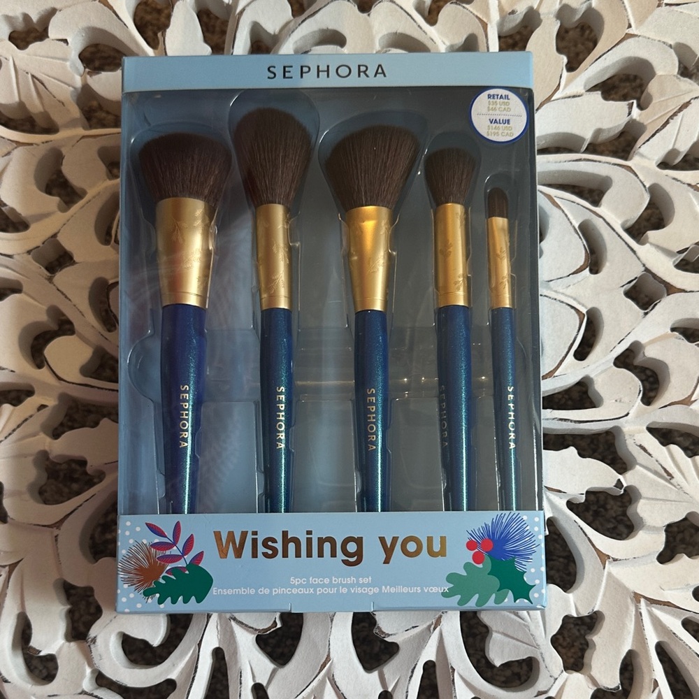 Sephora Wishing You Brush Set with Blue and Gold NWT